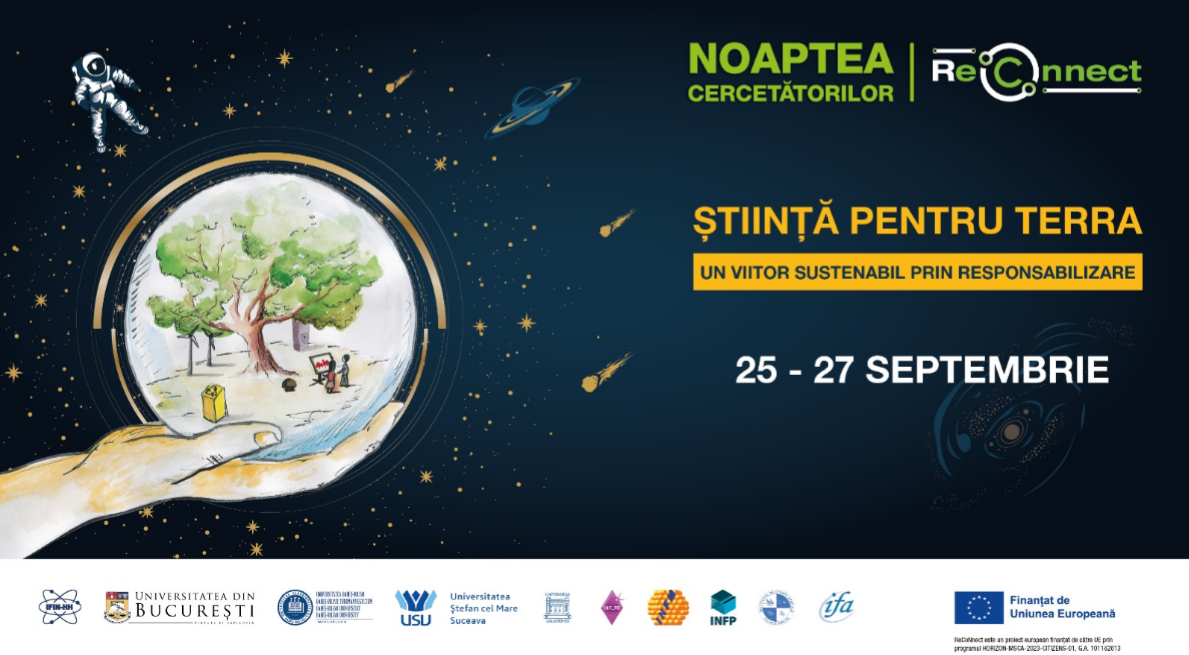 Noaptea Cercetătorilor ReCoNnect 2025: „Știința pentru Terra – Un viitor sustenabil prin responsabilizare” 25 – 27 septembrie 2025, în peste 20 de locații din România